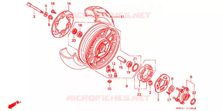 ACHTER WIEL Honda MOTO 1100 SHADOW 2001  VT1100T1