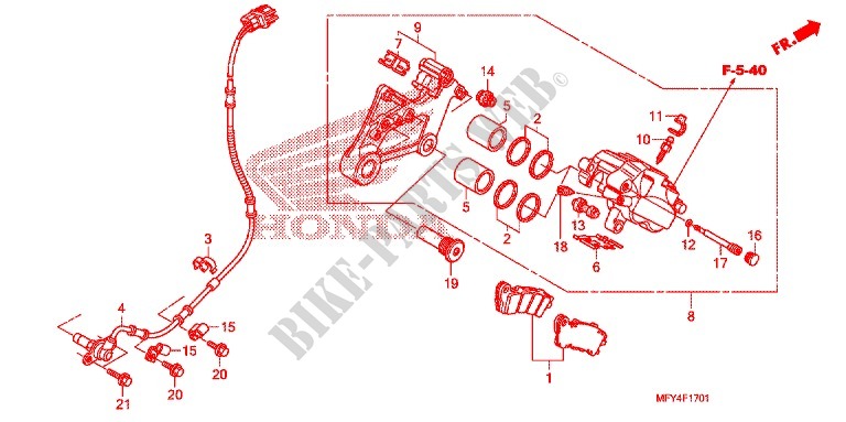 REMKLAUW ACHTER voor Honda VT 1300 STATELINE ABS RED 2010