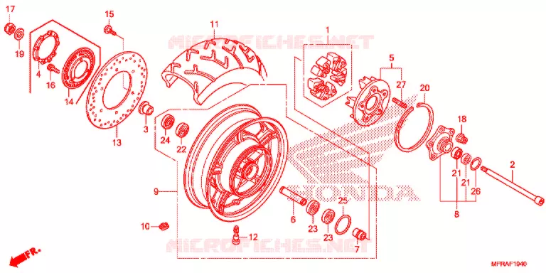 ACHTER WIEL (VT1300CRA/CR/CSA/CS/CTA/CT) Honda MOTO 1300 VT 2013  VT1300CRAD