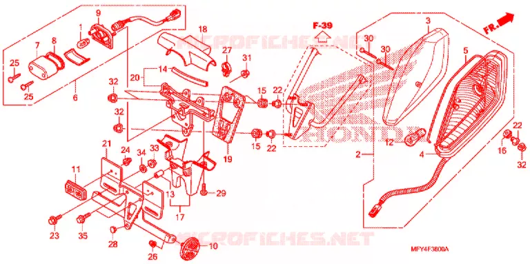 ACHTERLICHT/KENTEKEN LICHT (VT1300CR/CRA,VT1300CT/CTA) Honda MOTO 1300 VT 2011  VT1300CRB_A