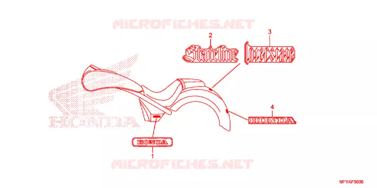 EMBLEEM/STREEP (VT1300CR/CRA,VT1300CT/CTA) Honda MOTO 1300 VT 2012  VT1300CRC