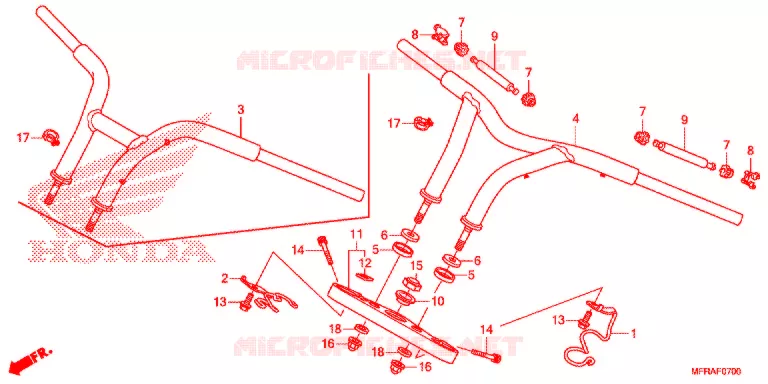 HENDEL PIJP/BOVENSTE BRUG/ STURING STANG (VT1300CRA/CR/CSA/CS/CTA/CT) Honda MOTO 1300 VT 2013  VT1300CRD