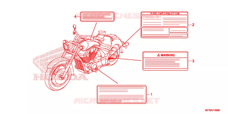 WAARSCHUWINGSLABEL (VT1300CRA/CR/CSA/CS/CTA/CT) Honda MOTO 1300 VT 2013  VT1300CRD