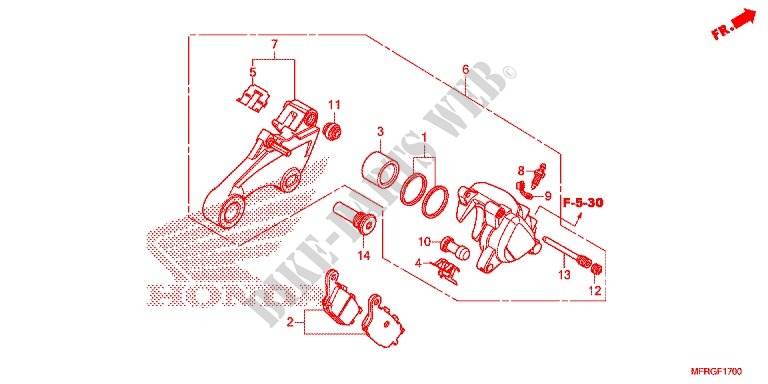 REMKLAUW ACHTER (VT1300CR/CX) voor Honda VT 1300 STATELINE 2016