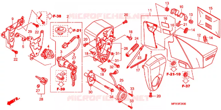 ZIJ-AFDEKKING/GEREEDSCHAP/COMBINATIESCHAKELAAR Honda MOTO 1300 VT 2010  VT1300CSAA