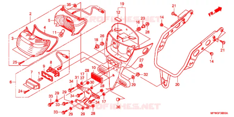 ACHTERLICHT/KENTEKEN LICHT Honda MOTO 1300 VT 2011  VT1300CSAA
