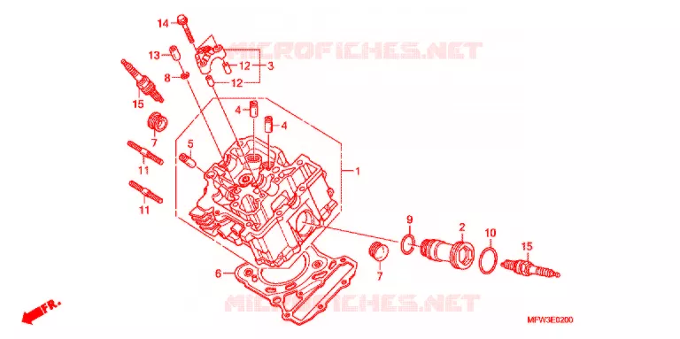 VOOR CILINDER HOOFD Honda MOTO 1300 VT 2010  VT1300CSAA