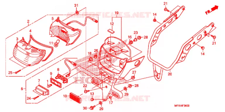 ACHTERLICHT/KENTEKEN LICHT Honda MOTO 1300 VT 2010  VT1300CSAA_A