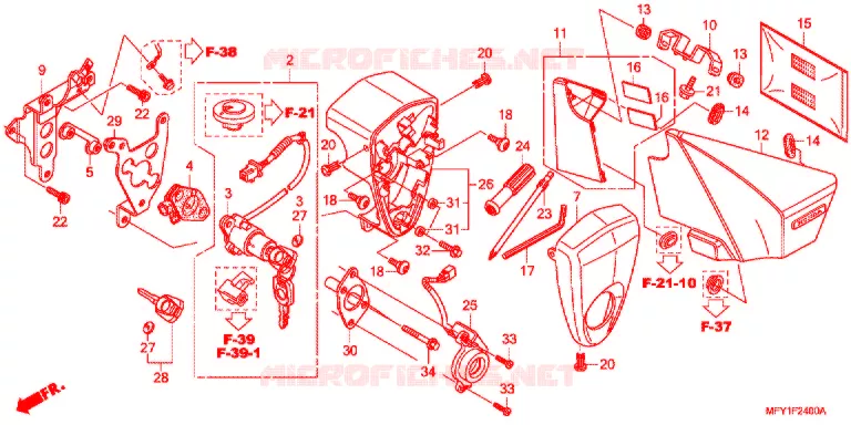 ZIJ-AFDEKKING/GEREEDSCHAP/COMBINATIESCHAKELAAR Honda MOTO 1300 VT 2013  VT1300CSB_J