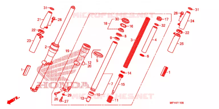 VOORSPATBORD (VT1300CR/CRA,VT1300CT/CTA) Honda MOTO 1300 VT 2010  VT1300CTA