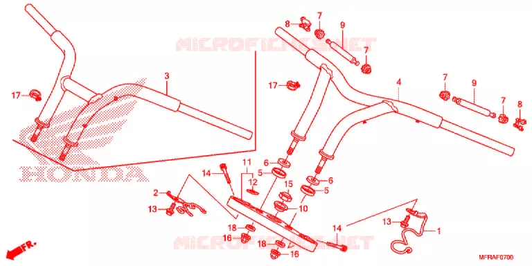 HENDEL PIJP/BOVENSTE BRUG/ STURING STANG (VT1300CRA/CR/CSA/CS/CTA/CT) Honda MOTO 1300 VT 2013  VT1300CTAD