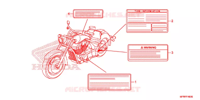 WAARSCHUWINGSLABEL (VT1300CR/CRA/CT/CTA) Honda MOTO 1300 VT 2017  VT1300CTAF