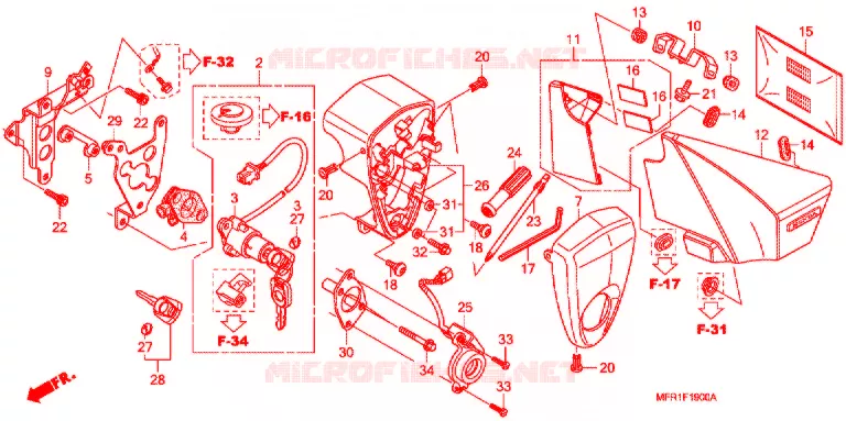 ZIJ-AFDEKKING/GEREEDSCHAP/COMBINATIESCHAKELAAR Honda MOTO 1300 VT 2012  VT1300CXAC
