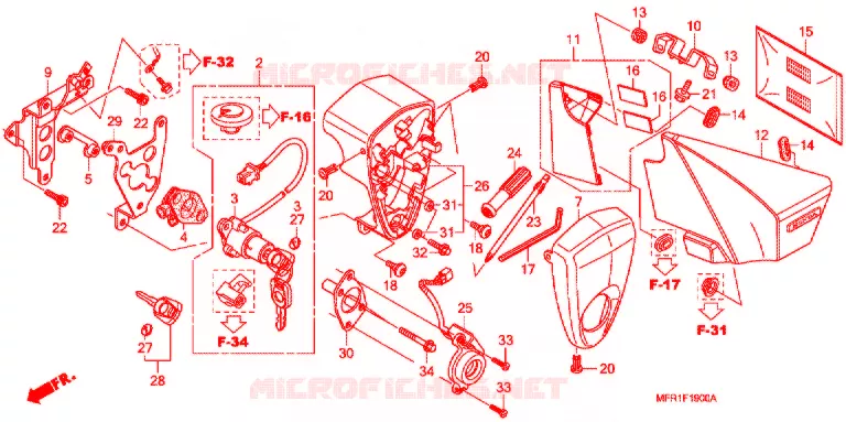 ZIJ-AFDEKKING/GEREEDSCHAP/COMBINATIESCHAKELAAR Honda MOTO 1300 VT 2015  VT1300CXAF_J