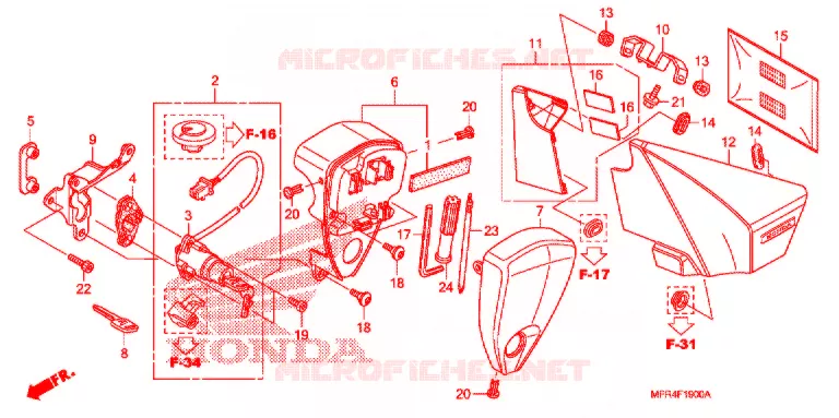 ZIJ-AFDEKKING/GEREEDSCHAP/COMBINATIESCHAKELAAR Honda MOTO 1300 VT 2011  VT1300CXB_A
