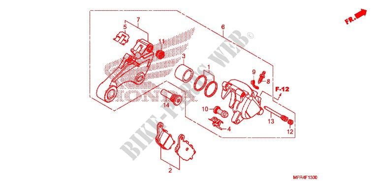REMKLAUW ACHTER (VT1300CX) voor Honda VT 1300 C FURY 2012