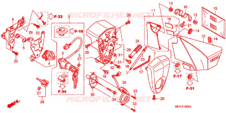 ZIJ-AFDEKKING/GEREEDSCHAP/COMBINATIESCHAKELAAR Honda MOTO 1300 VT 2012  VT1300CXC_J
