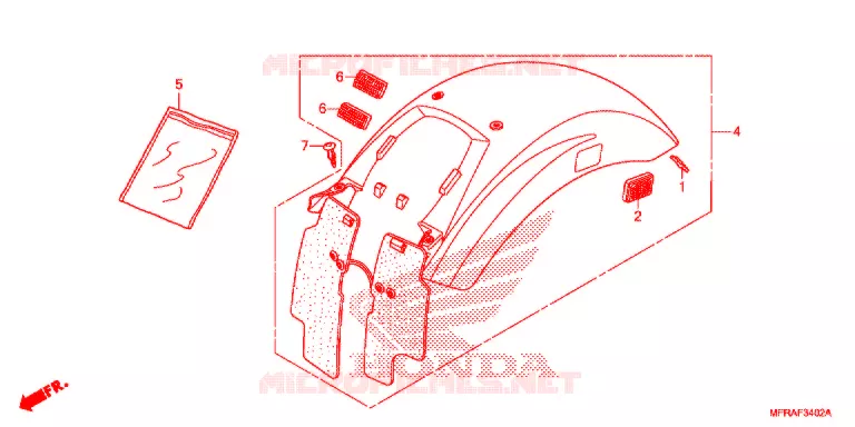 ACHTERSPATBORD  (VT1300CXA/CX) Honda MOTO 1300 VT 2013  VT1300CXD