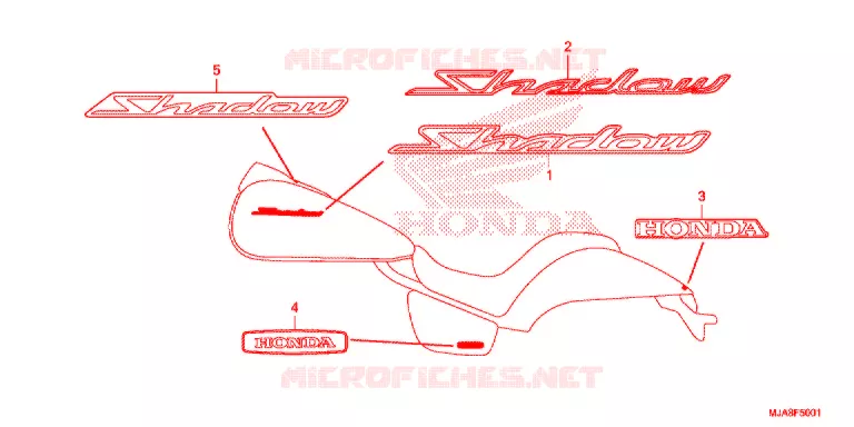 EMBLEEM/STREEP (VT750C2/C2F/C2S/C2B) Honda MOTO 750 SHADOW 2014  VT750C2BE