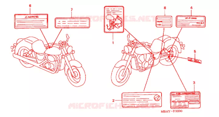 WAARSCHUWINGSLABEL(1) Honda MOTO 750 SHADOW 2001  VT750CD1