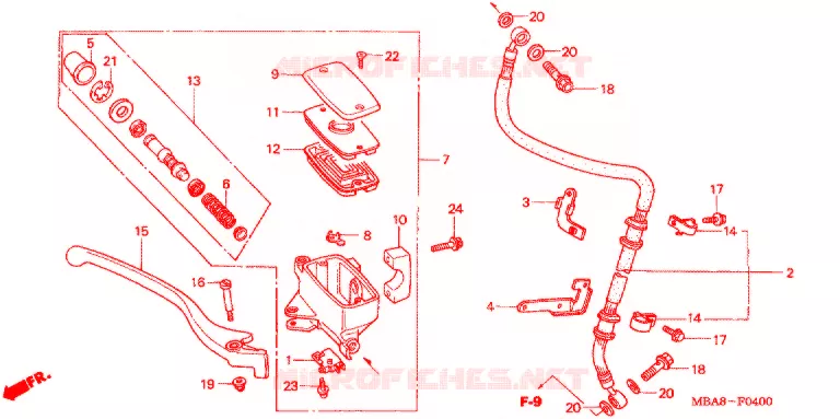 VOORREM HOOFDCILINDER Honda MOTO 750 SHADOW 2003  VT750CDA3