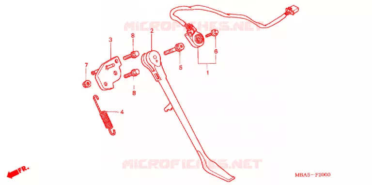 HOOFD STANDAARD/REMPEDAAL Honda MOTO 750 SHADOW 2003  VT750CDA3