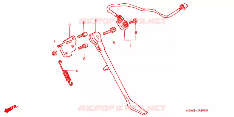 HOOFD STANDAARD/REMPEDAAL Honda MOTO 750 SHADOW 2003  VT750CDD3