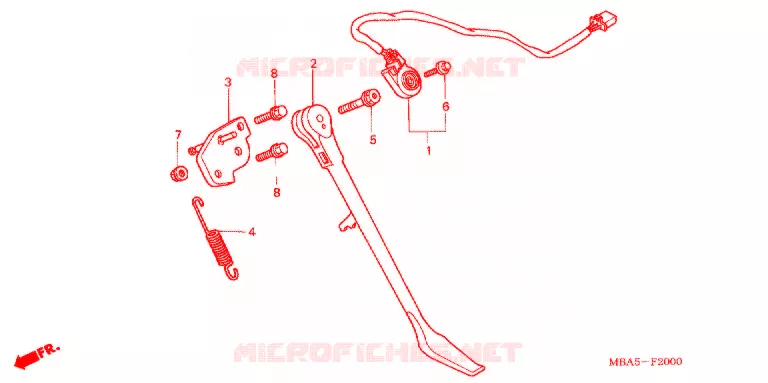 HOOFD STANDAARD/REMPEDAAL Honda MOTO 750 SHADOW 2003  VT750CDD3