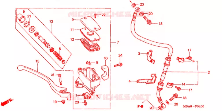 VOORREM HOOFDCILINDER Honda MOTO 750 SHADOW 2003  VT750CDD3