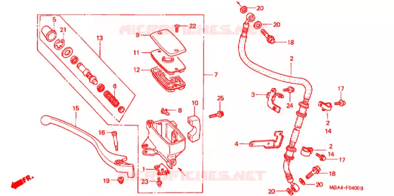 VOORREM HOOFDCILINDER Honda MOTO 750 SHADOW 1998  VT750CDW