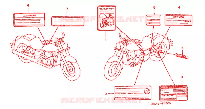 WAARSCHUWINGSLABEL(1) Honda MOTO 750 SHADOW 2000  VT750CDY