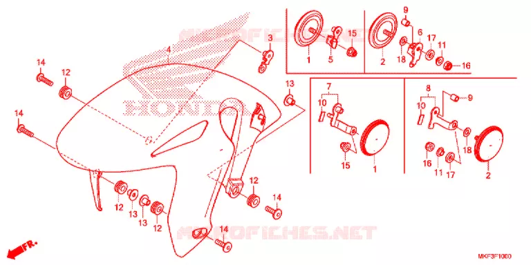 VOORSPATBORD Honda MOTO 1000 CBR 2017  CBR1000RAH