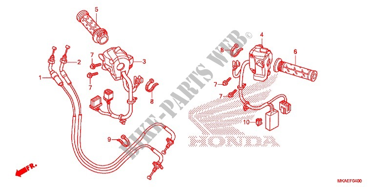 HENDEL HEFBOOM/SCHAKELAAR/KABEL(1) voor Honda NC 750 INTEGRA S 2017