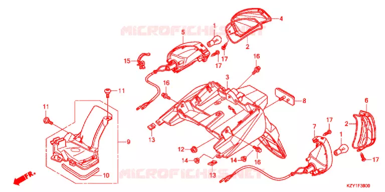 ACHTERSPATBORD / KNIPPERLICHT Honda SCOOTER 150 PCX 2013  WW150D