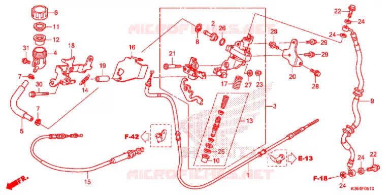 REM HOOFDCILINDER/ REMSLANG Honda SCOOTER 150 PCX 2015  WW150F