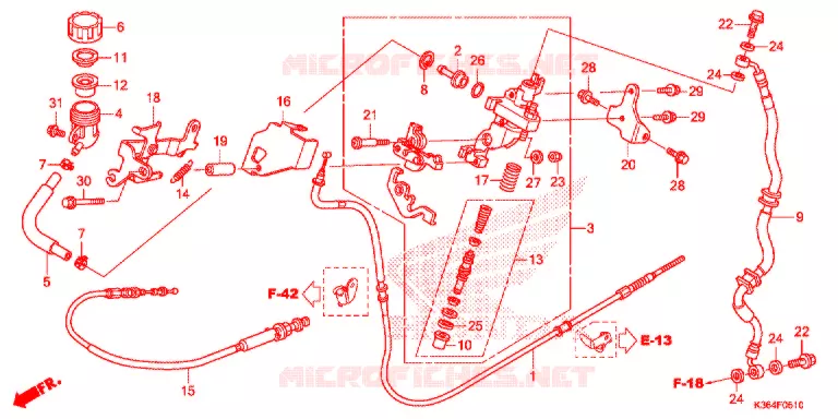 REM HOOFDCILINDER/ REMSLANG Honda SCOOTER 150 PCX 2018  WW150H