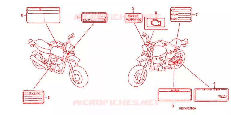 WAARSCHUWINGSLABEL(1) Honda MOTO 100 APE 2011  XZ1009