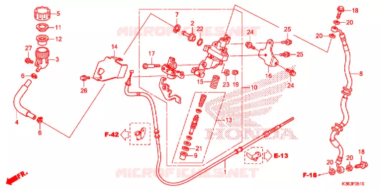 REM HOOFDCILINDER/ REMSLANG Honda SCOOTER 150 PCX 2017  WW150SH