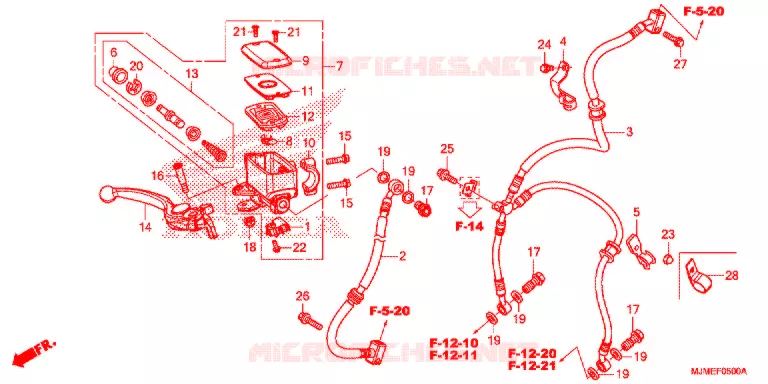VOOR REM HOOFD CILINDER Honda MOTO 800 CROSSRUNNER 2017  VFR800XH
