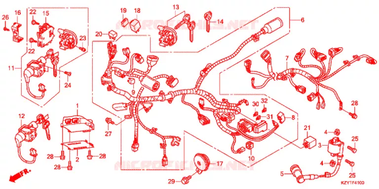 BEDRADINGSBUNDEL/ACCU Honda SCOOTER 150 PCX 2014  WW150E