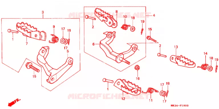 OPSTAP/PEDAAL Honda MOTO 600 XR 1990  XR600RL
