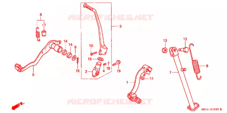 HOOFD STANDAARD/REMPEDAAL Honda MOTO 600 XR 2000  XR600RY