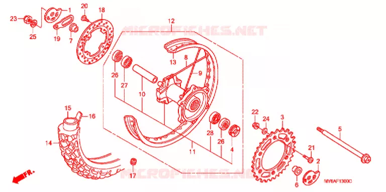 ACHTER WIEL Honda MOTO 650 XR 2005  XR650L5