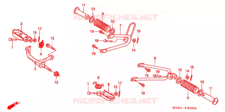 OPSTAP/PEDAAL Honda MOTO 650 XR 2008  XR650L8