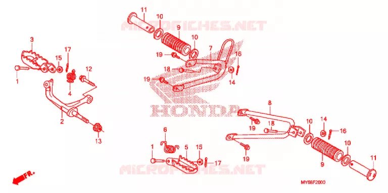 OPSTAP/PEDAAL Honda MOTO 650 XR 2009  XR650L9