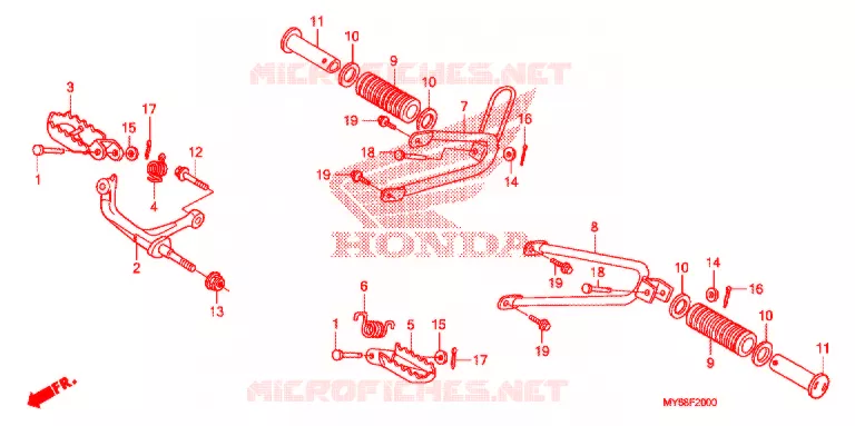 OPSTAP/PEDAAL Honda MOTO 650 XR 2011  XR650LB