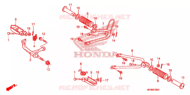 OPSTAP/PEDAAL Honda MOTO 650 XR 2016  XR650LG