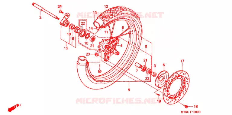 VOOR WIEL Honda MOTO 650 XR 1993  XR650LP