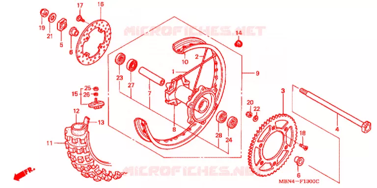 ACHTER WIEL Honda MOTO 650 XR 2000  XR650RY