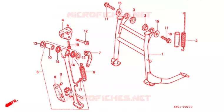 HOOFD STANDAARD/REMPEDAAL Honda MOTO 650 BROS 1991  NT650L_II